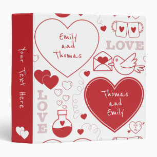 Classeur de motif de Valentine - rouge sur le