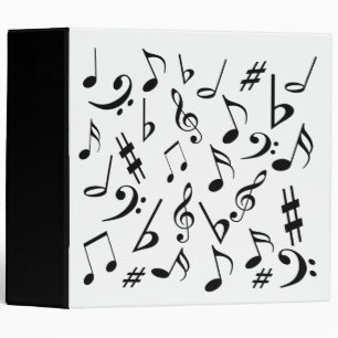 Classeur de musique - Blanc avec notes musicales n