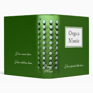 Classeur de musique d'orgue - vert 1 pouce