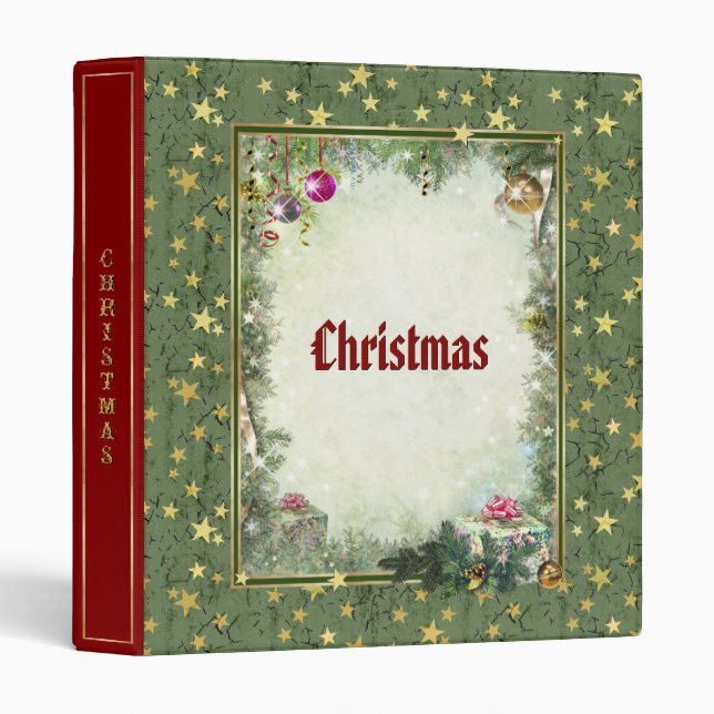 Classeur de Noël avec votre titre (Devant/Côté)