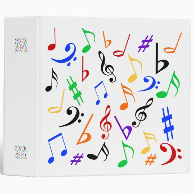 Classeur de notes musicales - Multicolore (Devant/Côté)