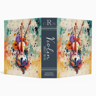 Classeur de partitions de musique de violon floral