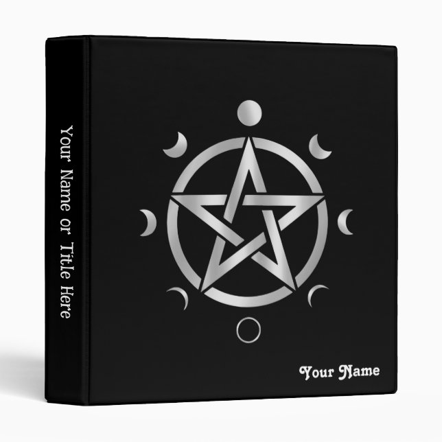 Classeur de phase lunaire pentacle personnalisable (Devant/Côté)