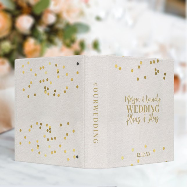 Classeur de planification de Mariage rose et or (A pretty blush pink binder with gold confetti ready for you  to add your name and wedding hashtag)