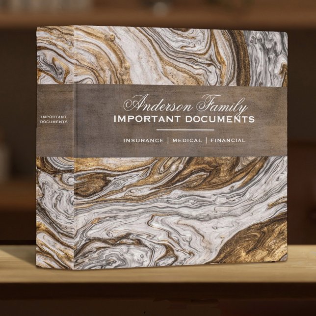 Classeur de planification des biens immobiliers im (An elegant brown marble important documents binder.)