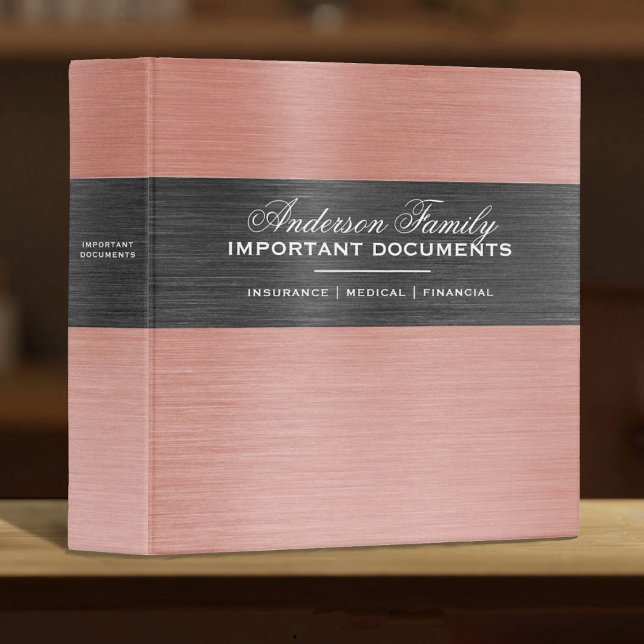 Classeur de planification des biens immobiliers im (An elegant pink brushed metal financial planning binder for your important documents)
