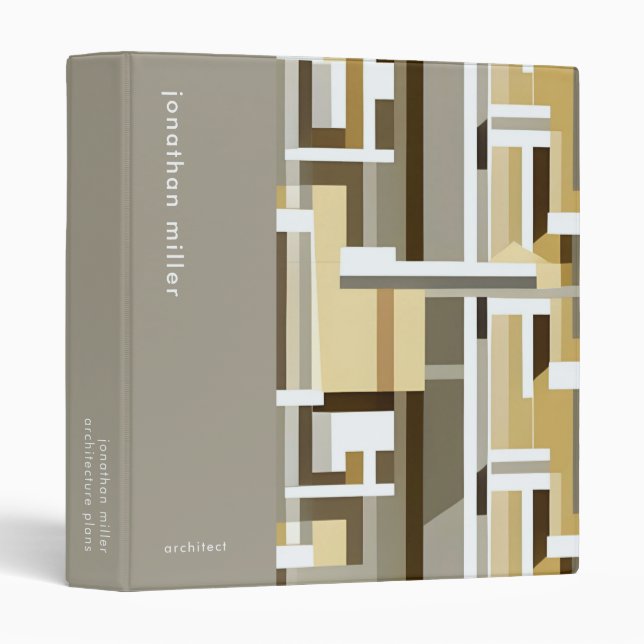 Classeur de portefeuille géométrique gris moderne (Devant/Côté)