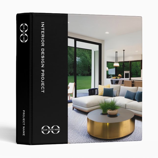 Classeur de portefeuille noir Designers d'intérieu (Devant/Côté)