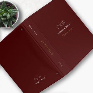 Classeur de portefeuille rouge foncé avec nom