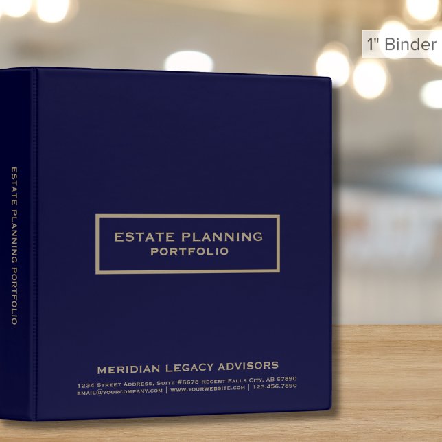 Classeur de portefeuille simple bleu marine et or (Créateur téléchargé)