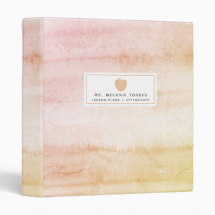 Classeur de professeur d'Apple de rose d'aquarelle
