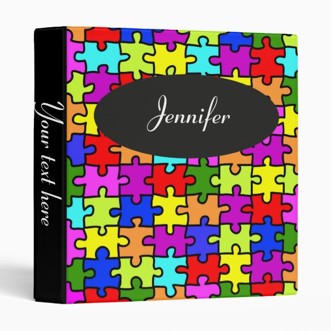 Classeur "de puzzle denteux coloré" (Devant/Côté)