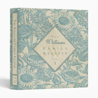 Classeur de recette bleu Tournesol vintage