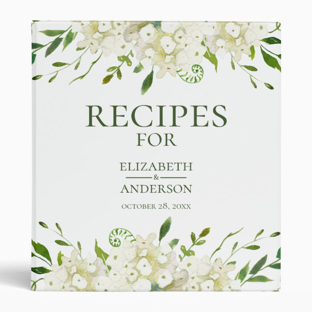 Classeur de recette d'aquarelle florale Hydrangeas (Devant)