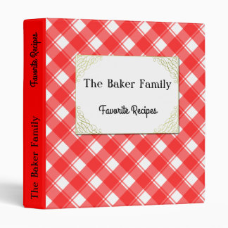 Classeur de Recette de Famille à Carreaux Rouges e