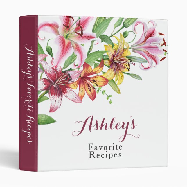 Classeur de recette de fleur de lis tigré (Devant/Côté)