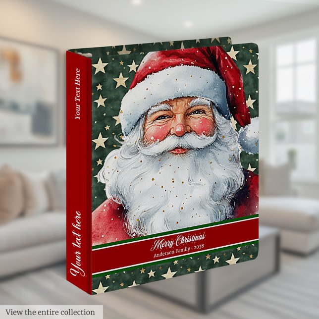 Classeur de recette de l'aquarelle du Père Noël Re (Retro Santa Claus Watercolor Recipe Binder)