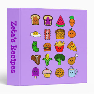 Classeur de recette de nourriture de Kawaii