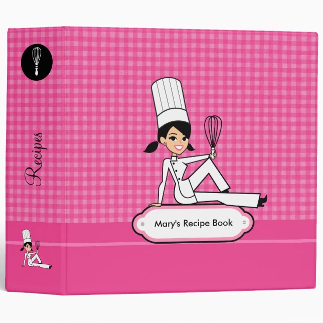 Classeur de recette de Personaliized de chef avec (Devant/Côté)