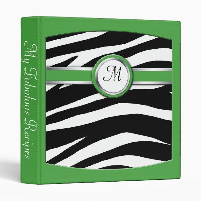 Classeur de recette de vert de monogramme (Devant/Côté)