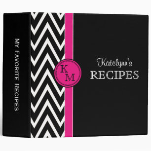 Classeur de recette du monogramme rose et noir