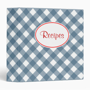 Classeur de recette En vichy bleu