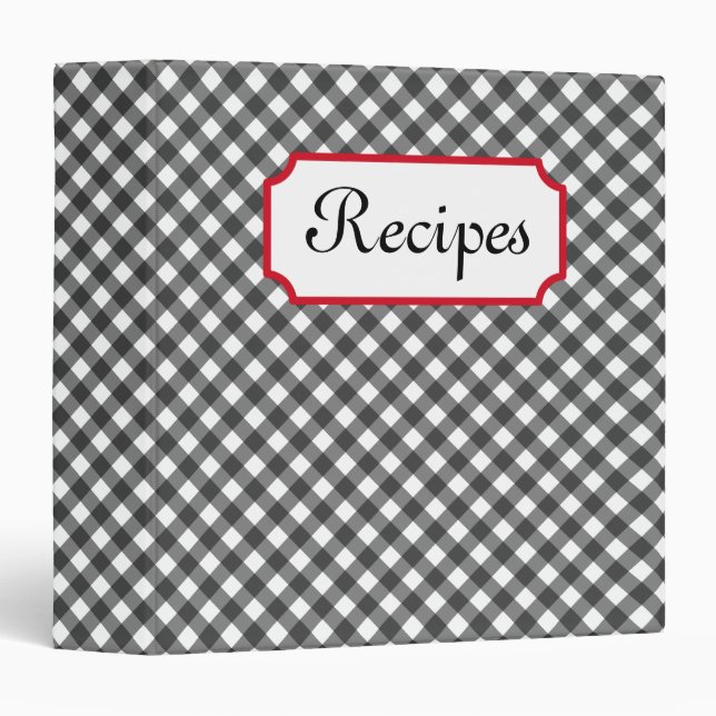 Classeur de recette En vichy noir (Devant/Côté)