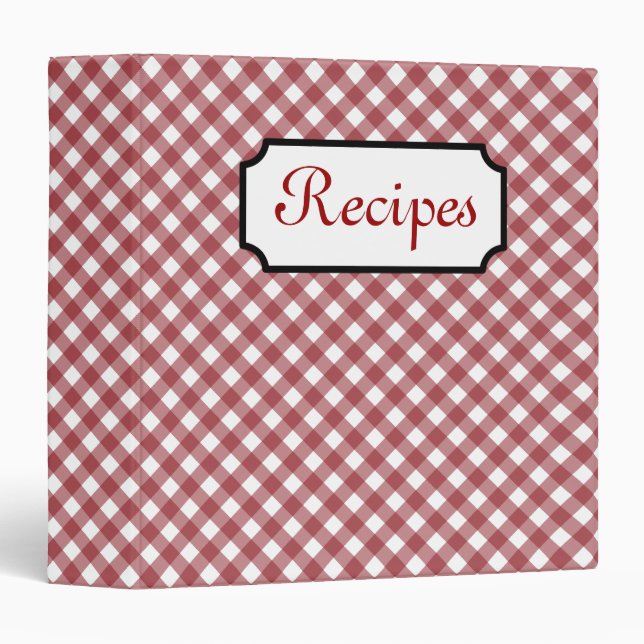 Classeur de recette En vichy rouge (Devant/Côté)