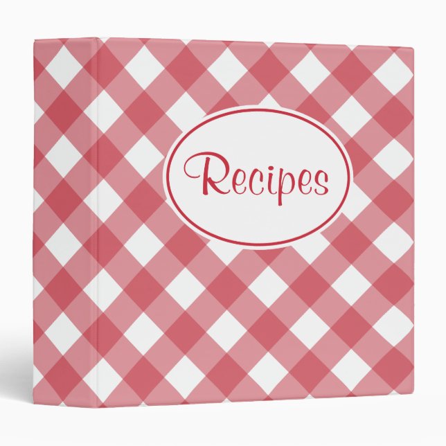 Classeur de recette En vichy rouge classique (Devant/Côté)