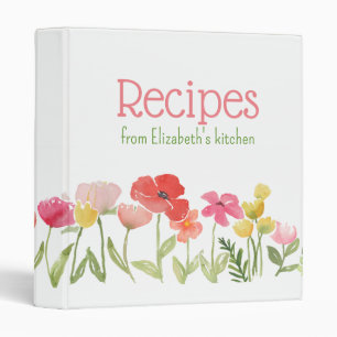 Classeur de recette Fleur sauvage aquarelle
