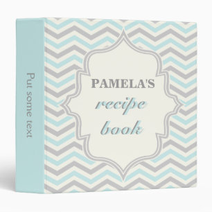 Classeur de recette moderne bleu, gris chevron zig
