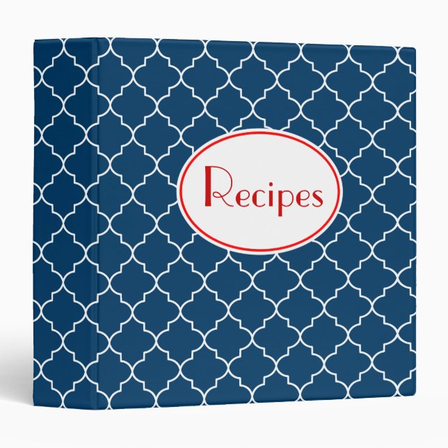 Classeur de recette Motif bleu (Devant/Côté)