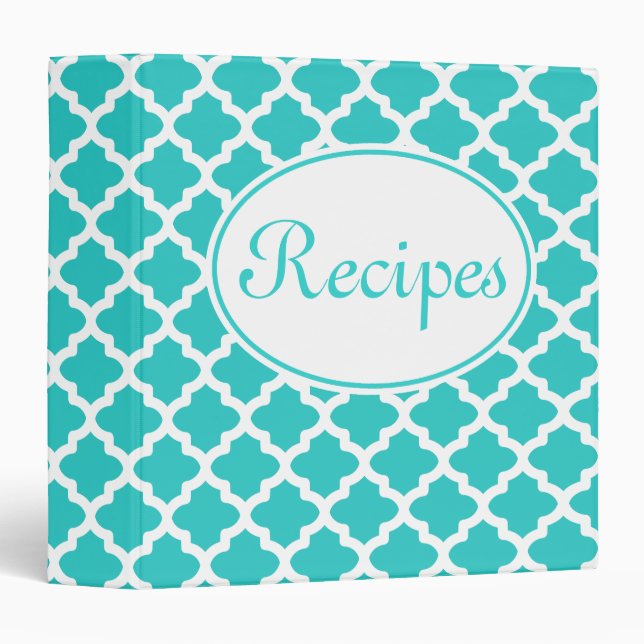 Classeur de recette Motif Turquoise en gras (Devant/Côté)
