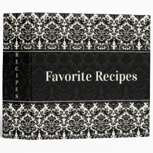 Classeur de recette noir, ivoire Damas