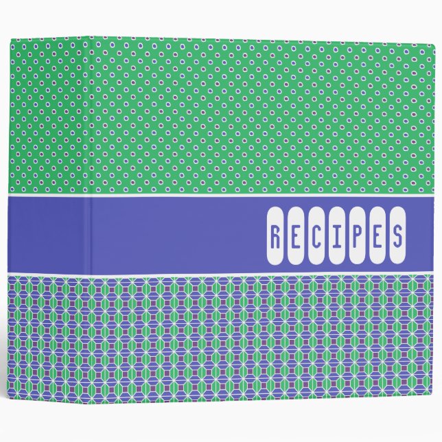 Classeur de recette personnalisable Retro Blue Gre (Devant/Côté)