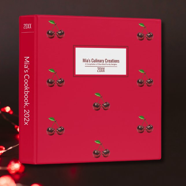 Classeur de recette personnalisé codé cerise (Cherry Coded Personalized Recipe Binder)
