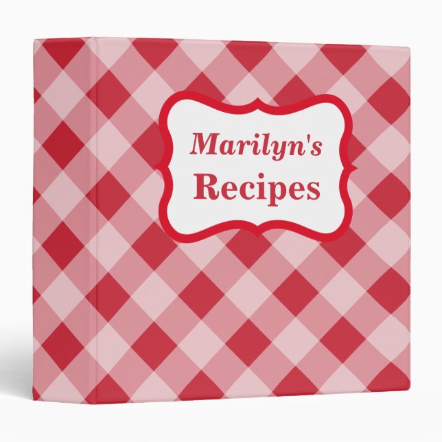 Classeur de recette personnalisé En vichy en gras (Devant/Côté)