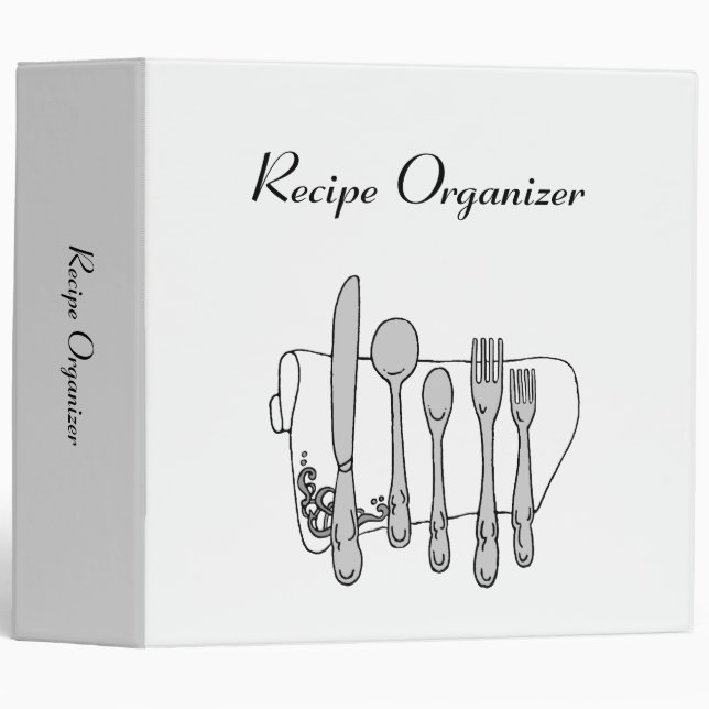 Classeur de recette personnalisé noir blanc (Devant/Côté)