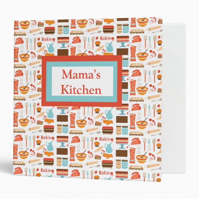 Classeur de recette personnalisé rétro par amour (Devant/intérieur)