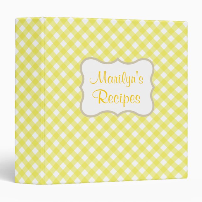 Classeur de recette personnalisée Retro Jaune (Devant/Côté)