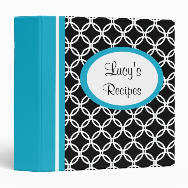 Classeur de recette personnalisée Retro Turquoise (Devant/Côté)