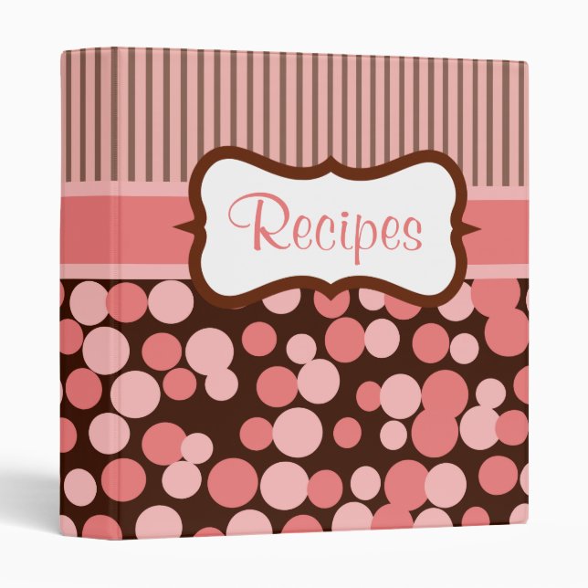 Classeur de recette Pois rose rétro (Devant/Côté)
