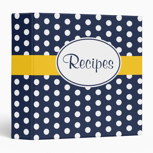 Classeur de recette rétro Jaune et Marine (Devant/Côté)