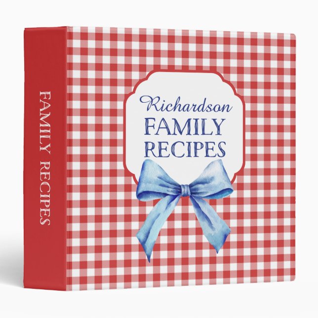 Classeur de recette Retro Red En vichy Family (Devant/Côté)
