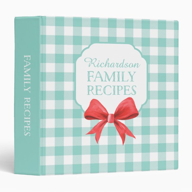 Classeur de recette Retro Turquoise Family (Devant/Côté)