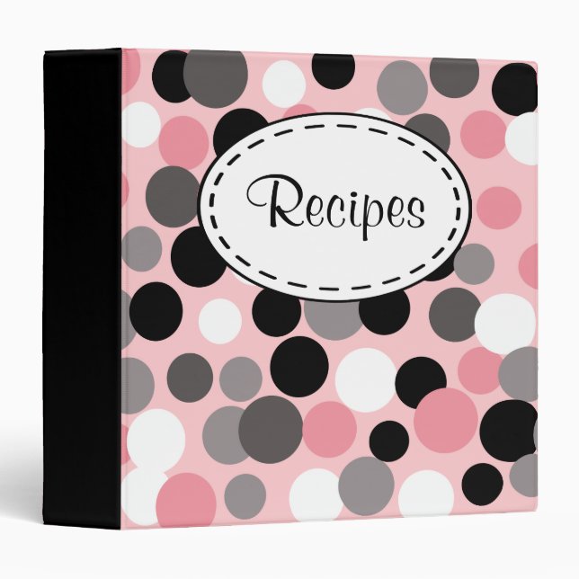 Classeur de recette rose et noire rétro (Devant/Côté)