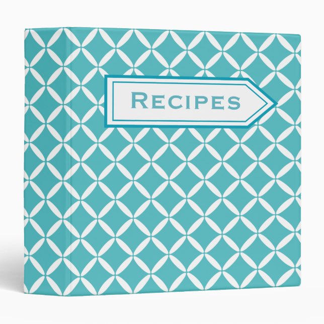 Classeur de recette Turquoise Rétro (Devant/Côté)