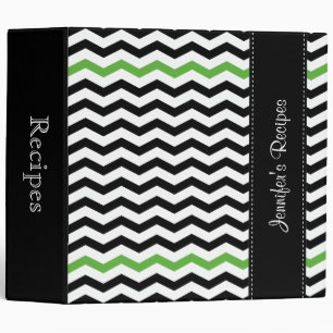 Classeur de recette vert Chevron personnalisé