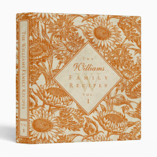 Classeur de recette vintage Tournesol Toile Burnt 