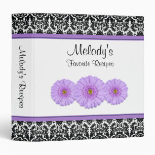 Classeur de recette violet Gerber noir blanc Damas